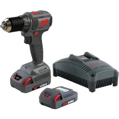 Image de Ingersoll Rand D3141 K22 EU Perceuse Visseuse sans Fil 20V,Noir,50Nm,Moteur Balais,Mandrin 12,Composit Set avec 2 Lithium B
