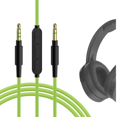 Image de Geekria Quickfit câble de Remplacement avec Micro pour Skullcandy Hesh, Hesh 2, Crusher, Grind/Cordon Audio contrôle du Volume, Fonctionne Android, Appareil Apple et Windows Phone (Vert)