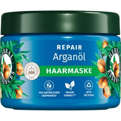 Image de Herbal Essences Repair Masque capillaire à l&#039;huile d&#039;argan 300 ml Des cheveux abîmés aux plus souples et brillants, soin intensif, avec ingrédients d&#039;origine naturelle, végétalien