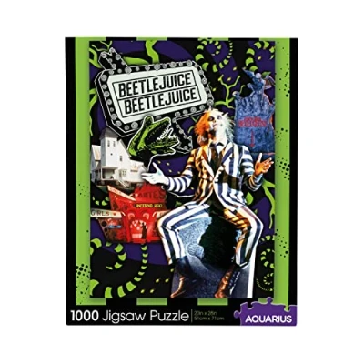 Image de AQUARIUS Beetlejuice Collage Puzzle (1000 Piece Jigsaw Puzzle) Glare Free Precision Fit Officially Licensed Merchandise &amp; Collectibles 28 x 22 Inches