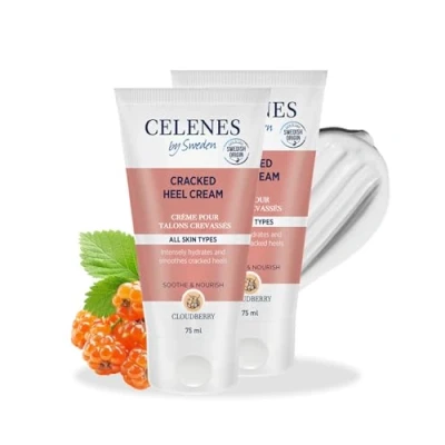 Image de Celenes By Sweden Crème Pour Talons Abîmés 75 ml (Lot 2) Soin Des Pieds Formule Réparatrice Avancée Avec Urée, Huile D&#039;avocat Et D&#039;amande, Crèmes Pieds, Végan Très Secs