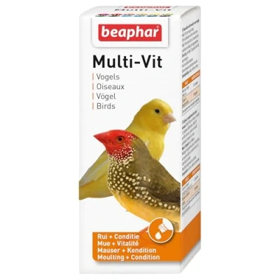 Image de BEAPHAR Multi Vit, vitamines pour oiseau Contient 11 Assure une santé optimale Stimule le chant Accélère la mue Rend plumage sain et brillant 50 ml