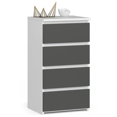Image de AKORD Commode Tiroirs à roulettes Fonctionnel Idéal en Set Robuste Design Universel Blanc Gris Graphite