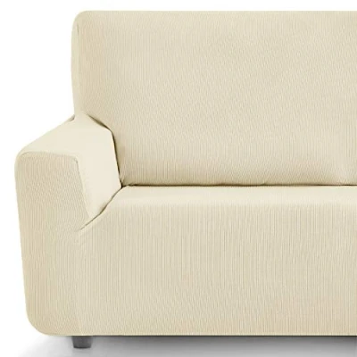Image de Eiffel Textile Housse de Fauteuil Élastique Adaptable Rustica, Ivoire, Pack 1+1 Places