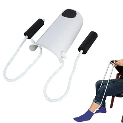 Image de Chaussette Aide, Enfile Chaussettes Aide à la pour Femme Homme Senior Enceinte Sock Slider, Facile a Mettre et Enlever, Aid Helper, Bas de Contention,
