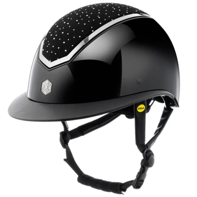 Image de Charles Owen Casque d&#039;équitation MIPS Kylo Gloss Wide Peak Crystal Noir/Chrome