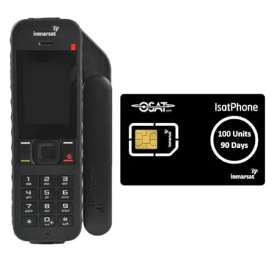 Image de OSAT Inmarsat IsatPhone 2 + 100 unités (67 min) Carte SIM prépayée mondiale 90 jours Téléphone satellite fiable Autonomie longue durée Suivi GPS Résistant aux intempéries Bouton d&#039;assistance