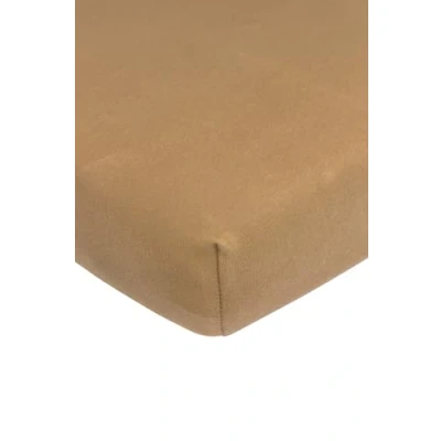 Image de Meyco Home Basic Jersey Drap de lit Simple (Drap qualité Doux, 100% Coton, Ajustement Parfait grâce à Un Cordon élastique sur Tout Le pourtour, Respirant, Taille : 140 x 200 cm), Caramel