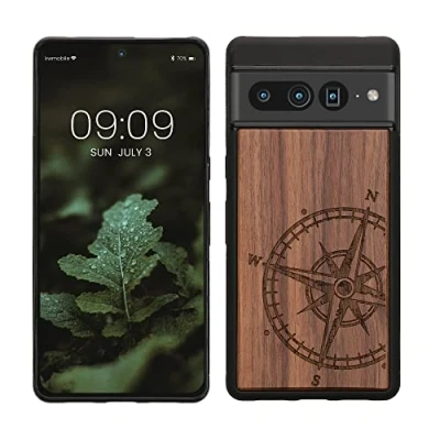Image de kwmobile Housse Compatible avec Google Pixel 7 Pro Coque Étui de Protection Rigide Antichoc Cadre en TPU Brun foncé