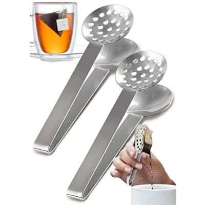 Image de ORBLUE Pince à Thé en Inox Infuseur de Pratique, Cuillère pour Sachet, Cuisine Multifonction Design Élégant et Durable 2 PACK