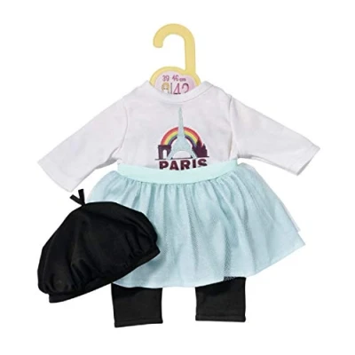 Image de Dolly Moda Tenue Paris de 43 cm pour les Petites Mains, Jeu Créatif Suscite l&#039;Empathie et Développe Aptitudes Sociales, Petits 3 ans + Contient un Leggings, une Jupe Béret