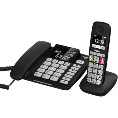 Image de Gigaset DL780 PLUS Téléphone fixe Filaire Noir avec Combiné Fonction Mains Libres, Larges Touches, Signal d&#039;appel Lumineux