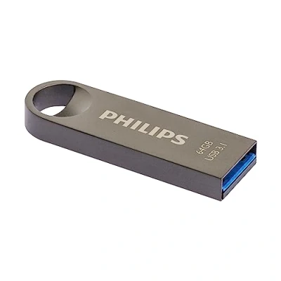 Image de Philips Moon Édition Ultra Speed clé USB 3.1 64 Go pour PC, Ordinateur Portable, Stockage de données informatiques, Vitesse Lecture jusqu&#039;à 180 Mo/s, Aluminium, Porte
