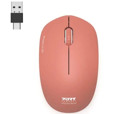 Image de Port Connect Souris sans Fil pc Wireless 2.4 ghz Collection 2 pour Ordinateur capteur Optique 1600 dpi 3 Boutons Compact. ambidextre &amp; silencieuse Terracota Orange