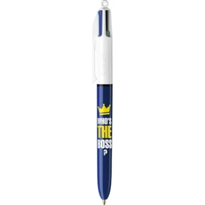Image de BIC Stylo bille 4 couleurs MESSAGE Who is the Boss. Pointe moyenne rétractable et rechargeable