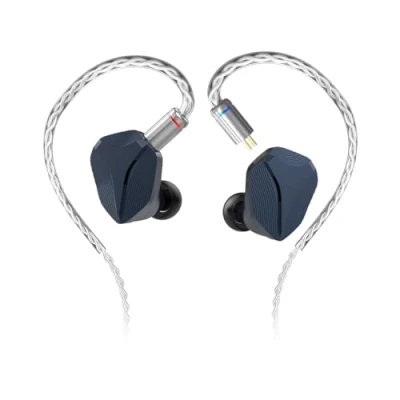 Image de HIDIZS MP145 Moniteurs Intra Auriculaires HiFi à Pilote magnétique planaire Ultra Large de 14,5 mm, écouteurs Conception Ergonomique, détachables 2 Broches (Bleu, 4,4 mm)