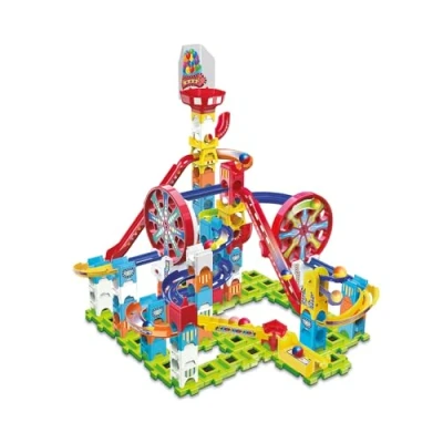 Image de VTech Marble Rush, Circuit à Billes Électronique Adventure Park Challenge L300E, Jeu de Construction, 96 Pièces, 10 Billes, Cadeau Enfant Dès 4 Ans Contenu en Français