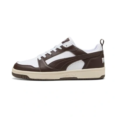 Image de Puma Rebound V6 Unisex Baskets basses, Taille: 40.5, White/chocolate/alpine snow Imitation cuir haute qualité
