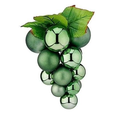 Image de Boules de noël moyen raisins vert plastique 19 x 28 cm