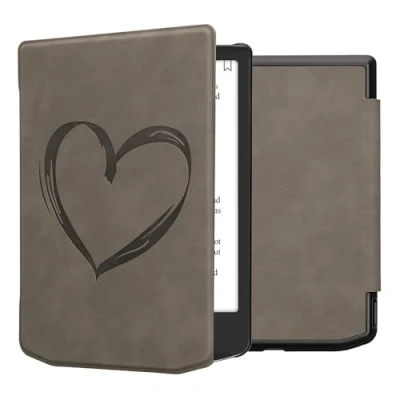 Image de kwmobileÉtui Compatible avec Pocketbook Verse/Verse Pro/Verse Color/Vivlio Light/Light HD Coque Étui à Rabat magnétique tabletteeReader Similicuir Gris