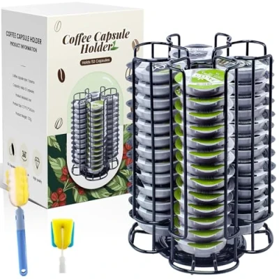 Image de TEGOVE Porte capsules de Café Compatible avec Tassimo,Supports pour Tassimo,Support à Café,360 Capsule,Grande capacité Peut contenir 52 capsules(Noir)