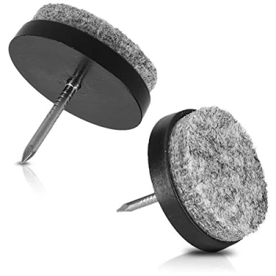 Image de Navaris Patins à clou en feutre 20x Patin rond Ø28 mm clouer pour pieds de chaise table tabouret meuble Protection du sol plancher Noir