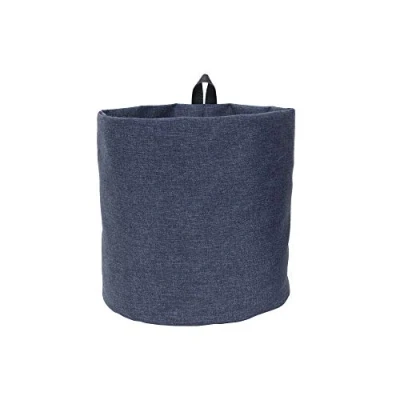 Image de Bigso Box of Sweden Large Hanging Storage Basket, Round Wall Mounted Basket with Loop, Linen Look for or Placing on the Wall, Made Polyester &amp; Cardboard, Blue