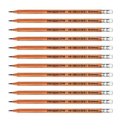 Image de OFFICER PRODUCTS Donau 7388001PL 99 Lot de 12 crayons à papier En bois cèdre HB avec gomme forme hexagonale Non toxique