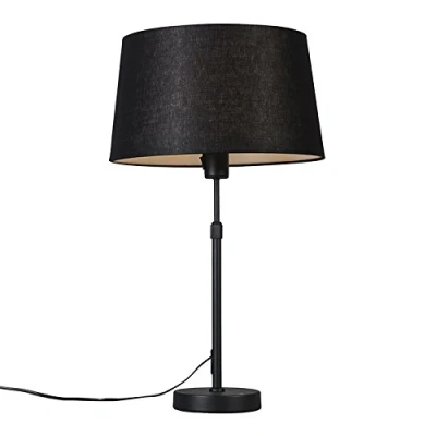 Image de Qazqa Parte Lampe de table avec Abat Jour 1 lumière Ø 350 mm Noir Moderne éclairage intérieur Salon I Chambre Cuisine Salle à manger