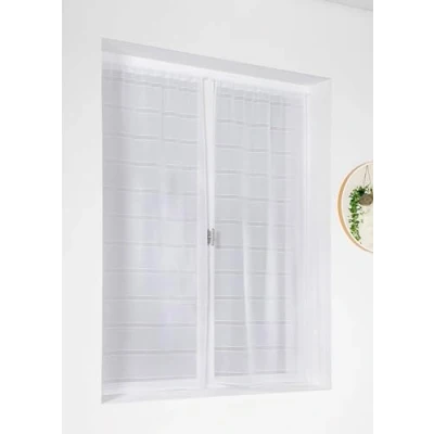 Image de LINDER Paire de vitrages CORDELETTE Blanc azuré et Noir en 55x120cm