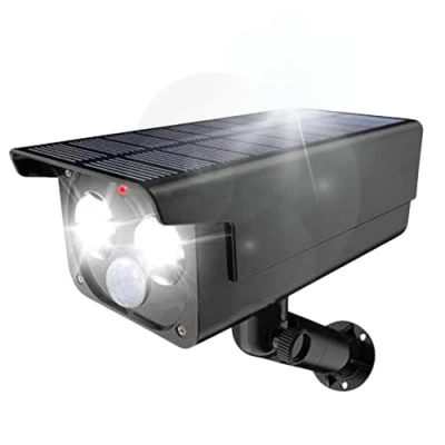 Image de Proxinova Camera Factice Exterieur, Projecteur Solaire avec Detecteur de Mouvement Exterieur PIR, Eclairage durable, 1050 Lumens, IP65 étanche, Lumiere