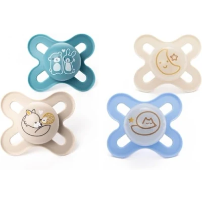 Image de MAM Lot de 4 tétines originales jour et nuit 0 à 2 mois Comprend phosphorescentes Design orthodontique Accessoires pour bébé Bleu (différents modèles)