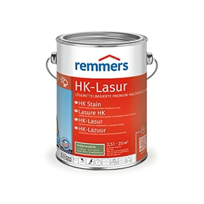 Image de Remmers Lasure HK Vert sapin, 2,5 litres, bois Premium, décorative, solvantée, pour l&#039;extérieur. Triple protection avec imprégnation, primaire, lasure.
