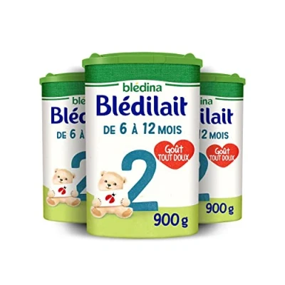 Image de Blédina Blédilait 2, Lait en Poudre pour bébé, De 6 Mois à 12 Mois, 900g (Boîtex3)