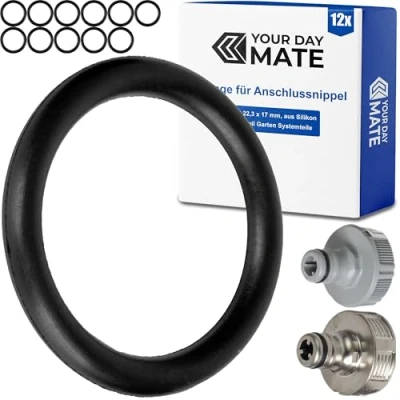Image de Lot de 12 joints toriques rechange pour systèmes connexion jardin G 3/4&quot; compatibles avec Gardena 26,5 mm, 18201, 18241, 938, 15280, silicone, diamètre 22,3 x 17 joint d&#039;étanchéité en