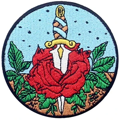 Image de Patch brodé en forme de Rose et poignard, à coudre ou coller avec fer repasser