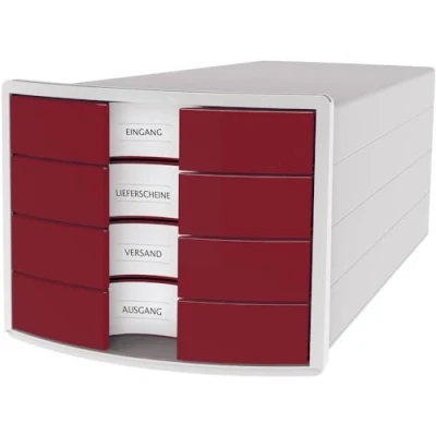 Image de HAN IMPULS Boîte de rangement 4 tiroirs fermés Rouge Format A4/C4