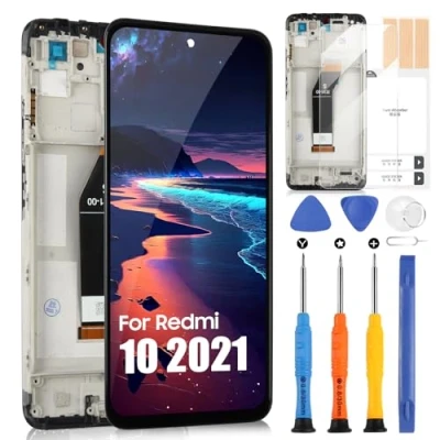 Image de Écran LCD pour Xiaomi Redmi 10 2021 4G 21061119AG 21061119DG 21061119AL 6.5&quot; Tactile Digitizer Assemblée Verre de Remplacement avec Réparation Kit(Noir Cadre)