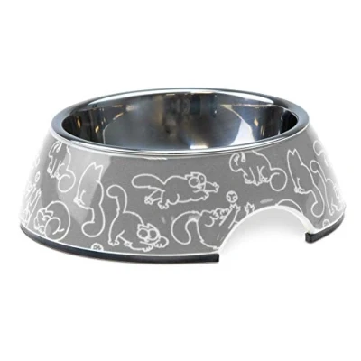 Image de KARLIE Simons Cat Gamelle en Plastique pour Chat Gris foncé 160 ML 14 x 4,5 cm