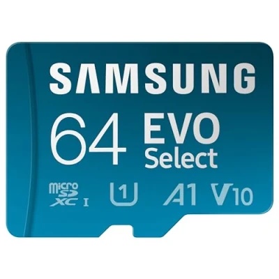 Image de Samsung Carte mémoire microSDXC, Evo Select MB ME64KA/EU, 64 Go, vitesse de lecture jusqu&#039;à 130 Mo/s, fournie avec adaptateur SD