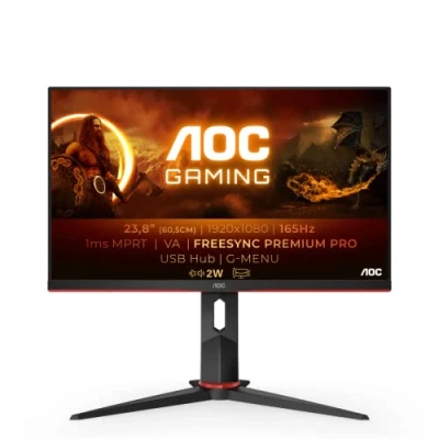 Image de AOC 24G2SU/BK écran Plat de PC 60,5 cm (23.8&quot;) 1920 x 1080 Pixels Full HD Noir, Rouge