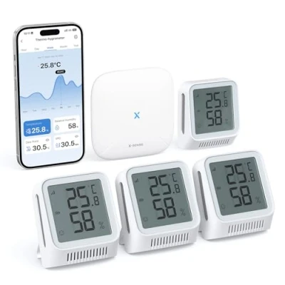 Image de X Sense Hygromètre Wi Fi d’Intérieur pour Mesurer l’Humidité avec Station de Base SBS50, Thermomètre Écran LCD, Surveillance à Distance et Contrôle par Application, STH0A41