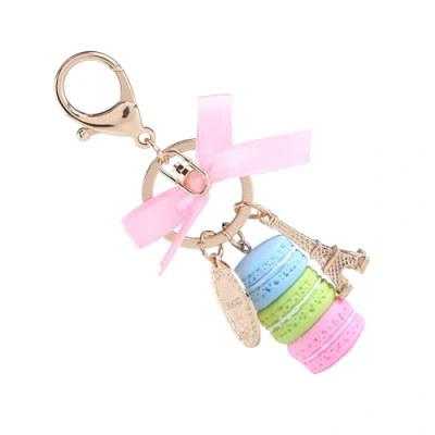 Image de 1pc Porte clés Mignon Coloré en Alliage Forme de Macaron Tour Eiffel Accessoire pour Voiture Décoration ou Sac Pendentif(bleu)