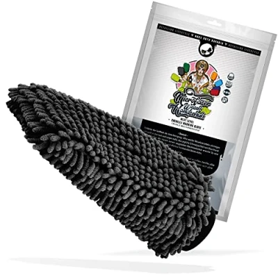 Image de Nuke Guys Gant de Lavage en Chenille XL Voiture Microfibre Ultra Douce Microfiber Wash Mitt pour Un sans Peluches et Rayures Noir