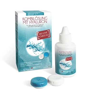 Image de aricona solution pour lentilles de contact 60ml liquide avec hyaluron combinée tout en un souples, y compris le conteneur