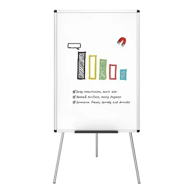 Image de VIZ PRO Chevalet de conférence Tableau Blanc Effaçable &amp; Magnétique Réglable en hauteur usage flexible, 90 x 60 cm