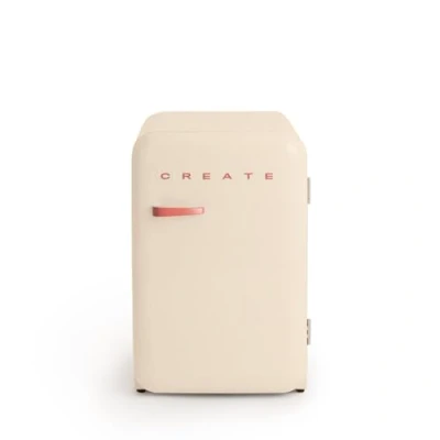 Image de CREATE / RÉTRO FRIGO 83.5 ARGENT/Réfrigérateur blan cassé avec poignée brique 98W, basse consommation, 2 étagères, régulateur de température, porte bouteilles, 56x54x84cm.