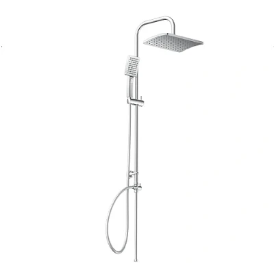 Image de SCHÜTTE Kit de douche Malorca Colonne avec grande à effet pluie Douchette main 3 types jets Système barre réglable en hauteur Chromé