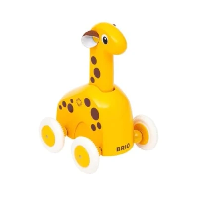 Image de Brio 30229 Girafe Push &amp; Go Jouet d&#039;éveil Premier Age Stimule la motricité Système à rétrofriction Facile Faire fonctionner A partir de 12 Mois