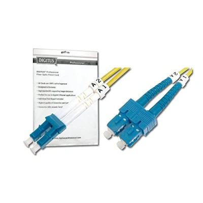 Image de DIGITUS DK 292SCA3LC 01 Câble À Fibre Optique OS2 1 m SC (APC) à LC (PC) Duplex 1/10 Gbit/s SM Monomode LAN Type De : 9/125 Jaune (Yellow)